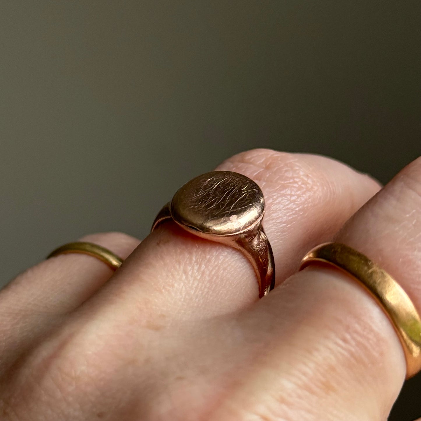 Antique Locket Signet Ring in 9 Carat Rose Gold; Circa 1914
