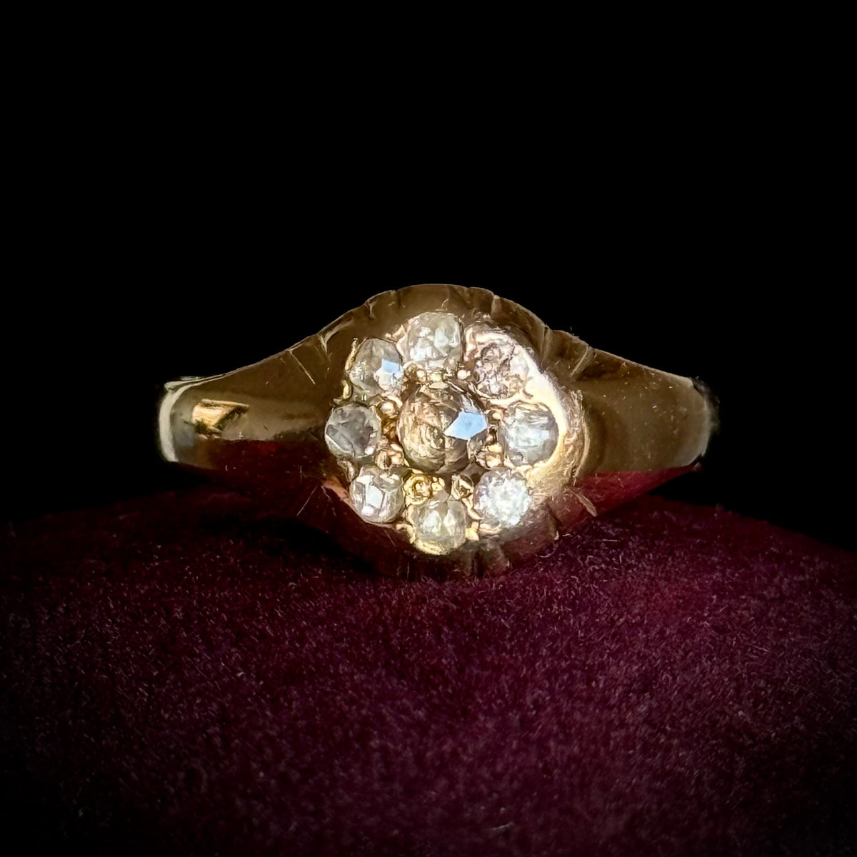Antique Victorian Diamond Cluster Ring; Circa 1880