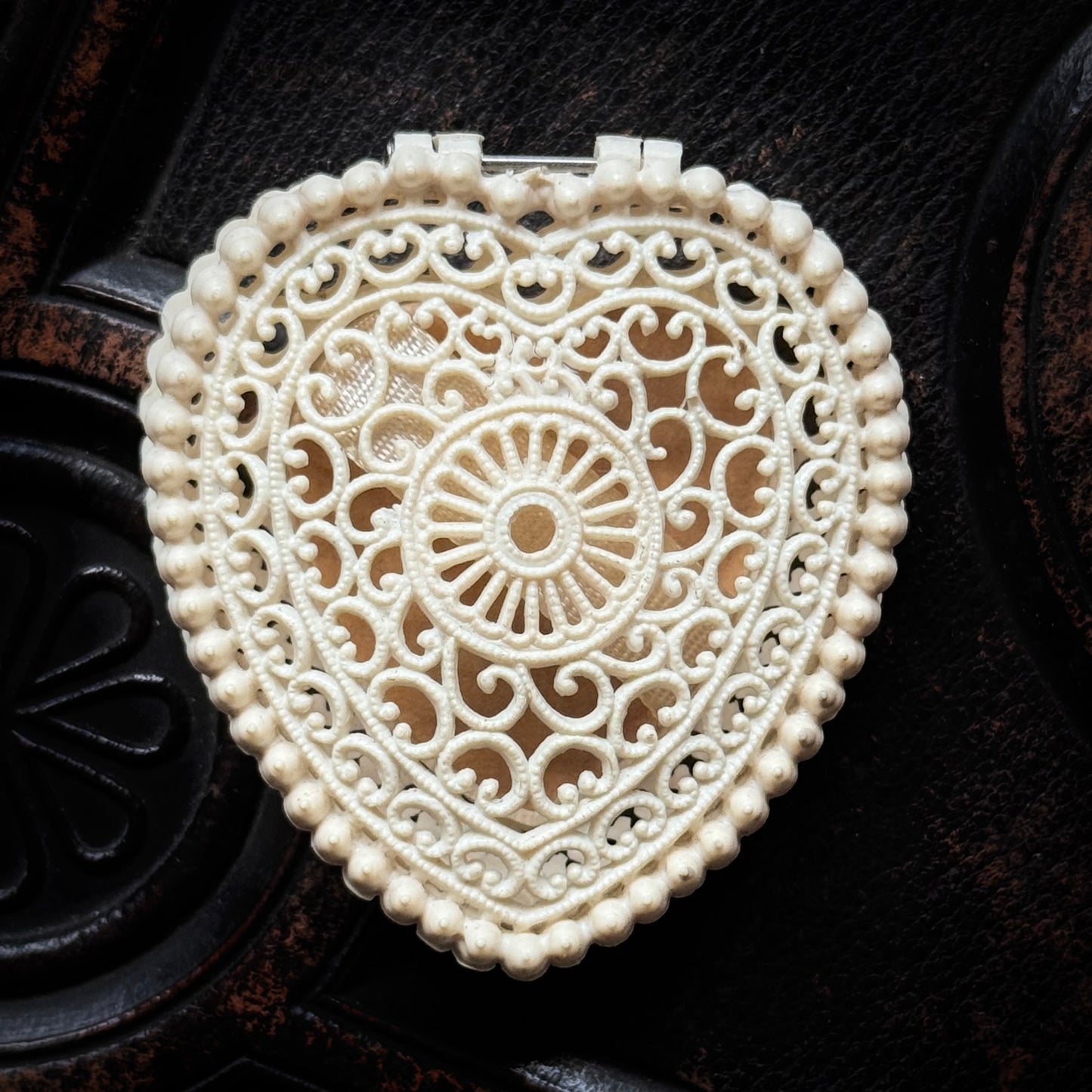 Vintage Early Plastic Filigree Ring Box