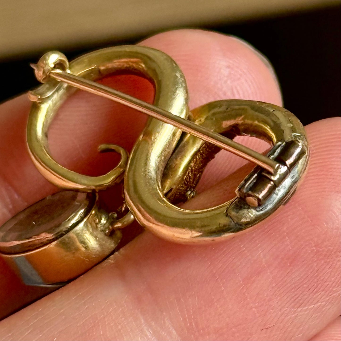 Antique Victorian Garnet Snake Mourning Brooch; Circa 1860