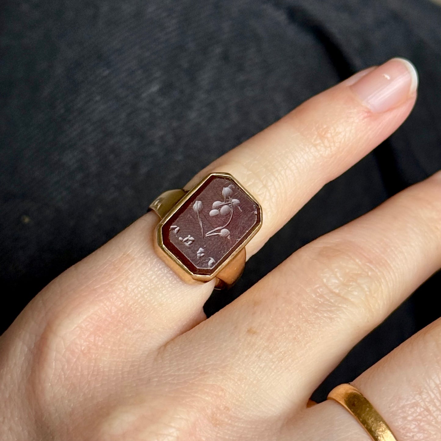 Antique 'Amor' Carnelian Intaglio Ring in 9 Carat Gold
