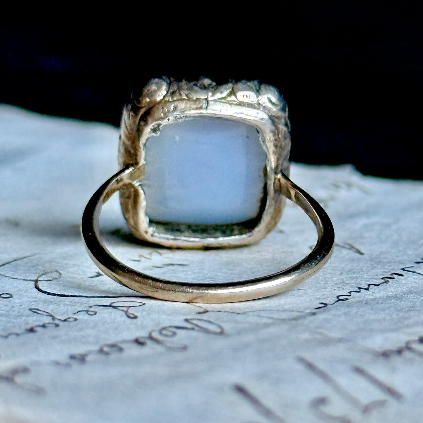 Antique French Lovers Intaglio Ring in 9 Carat Gold