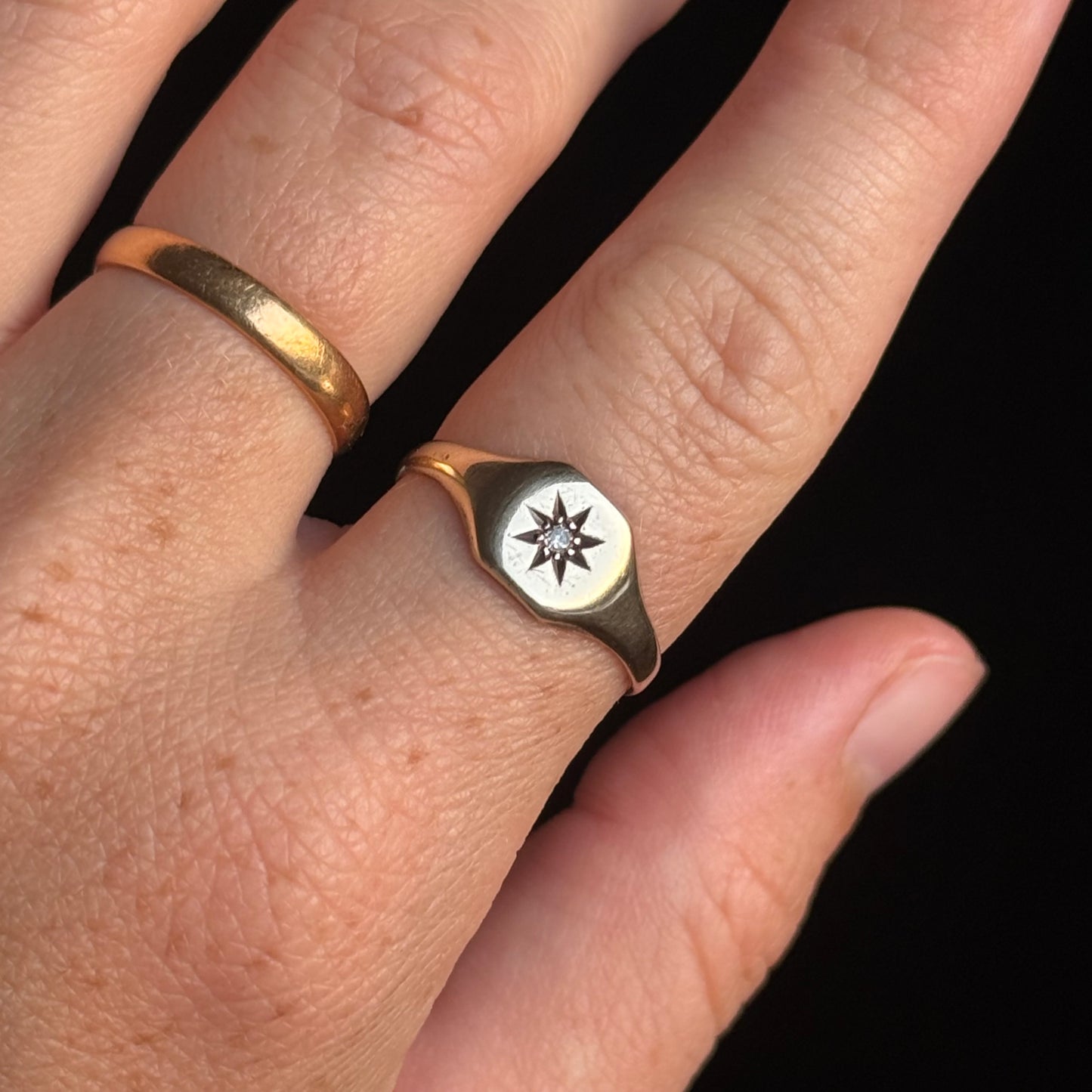 Vintage Diamond Signet Ring; Circa 1947