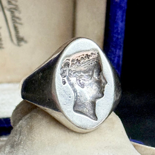 Antique 'Queen Victoria' Signet Ring in Silver