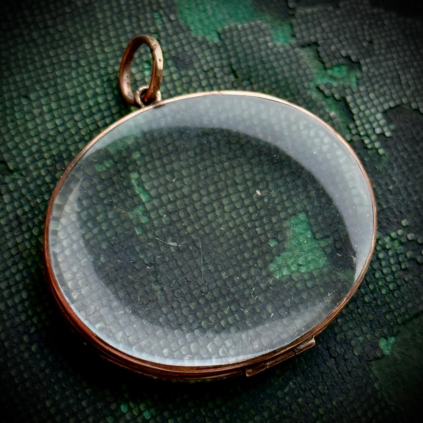 Georgian Gold Oval Glazed Locket Pendant; Circa 1830