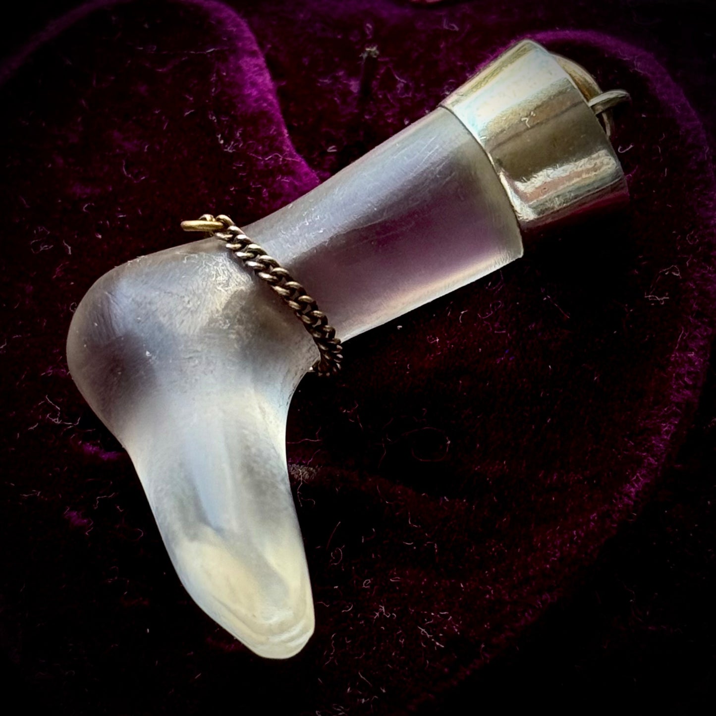 Antique Rock Crystal Foot Charm Pendant in Silver