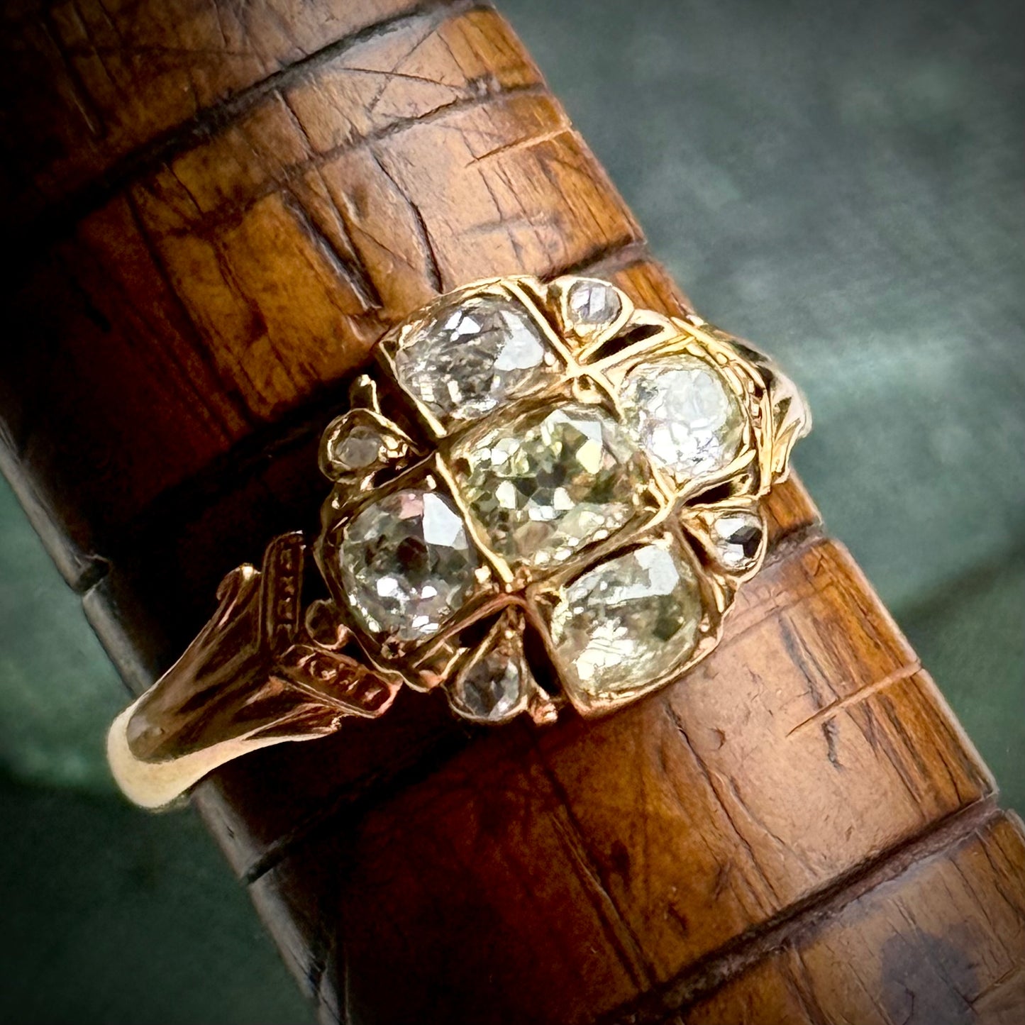 Victorian Old Cut Diamond Cluster Ring in 18 Carat Gold; Circa 1860