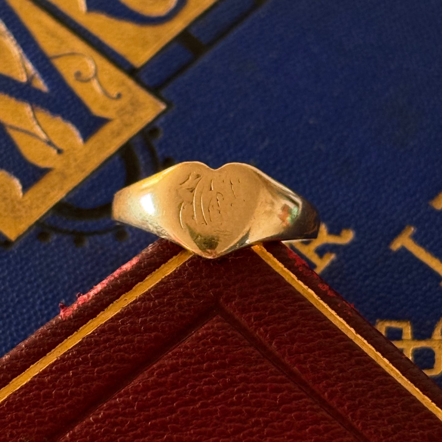 Vintage Heart Signet Ring in 9 Carat Gold; Circa 1981