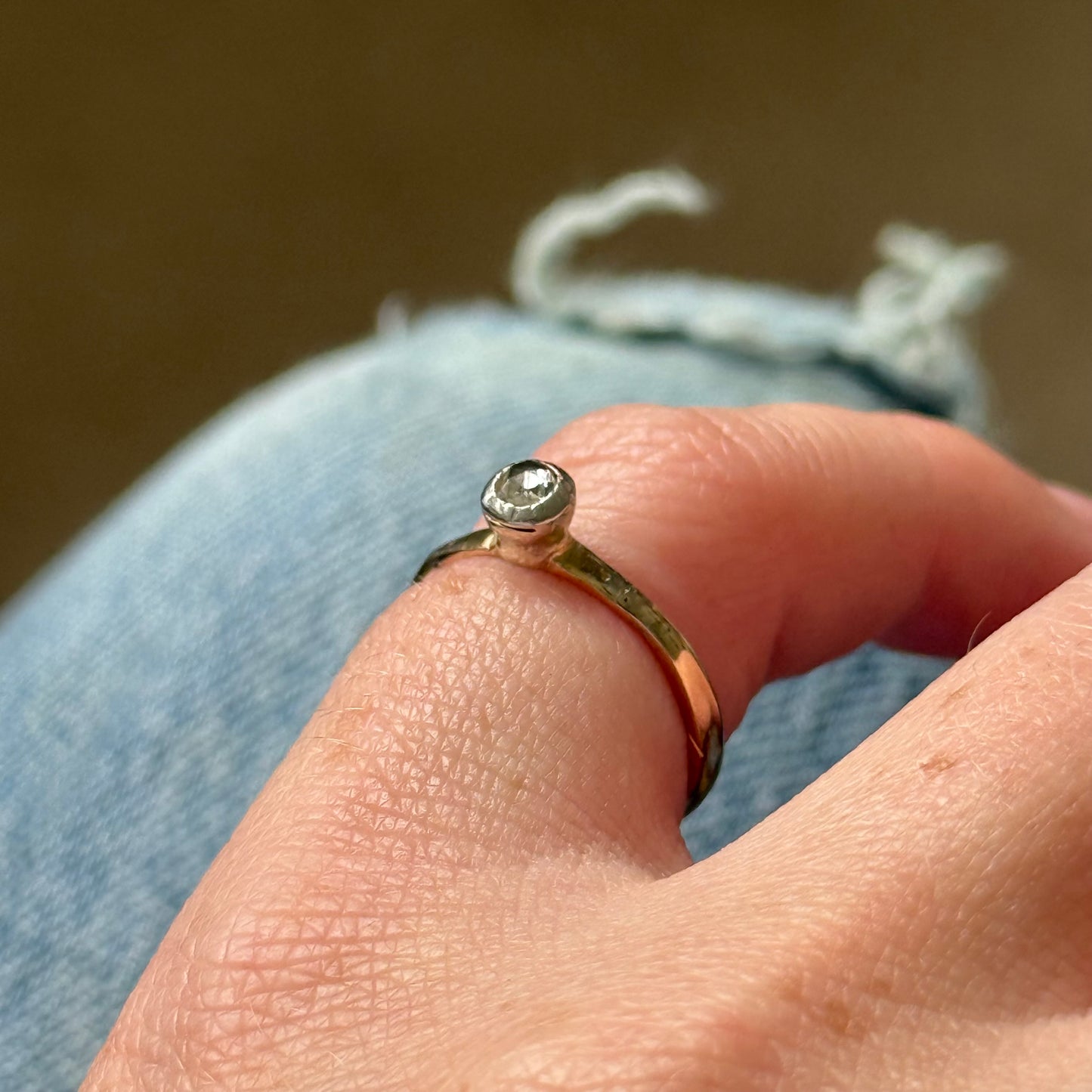 Vintage Rose Cut Solitaire Ring in 9 Carat Gold