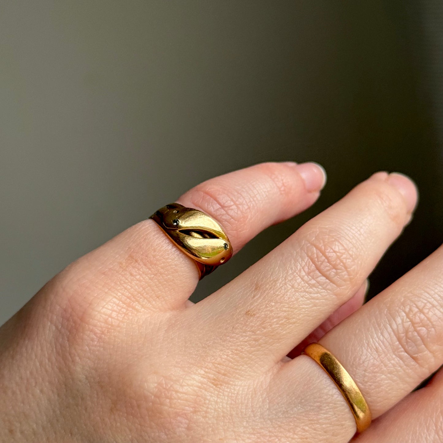 Victorian Diamond Double Snake Ring in 18 Carat Gold; Circa 1880