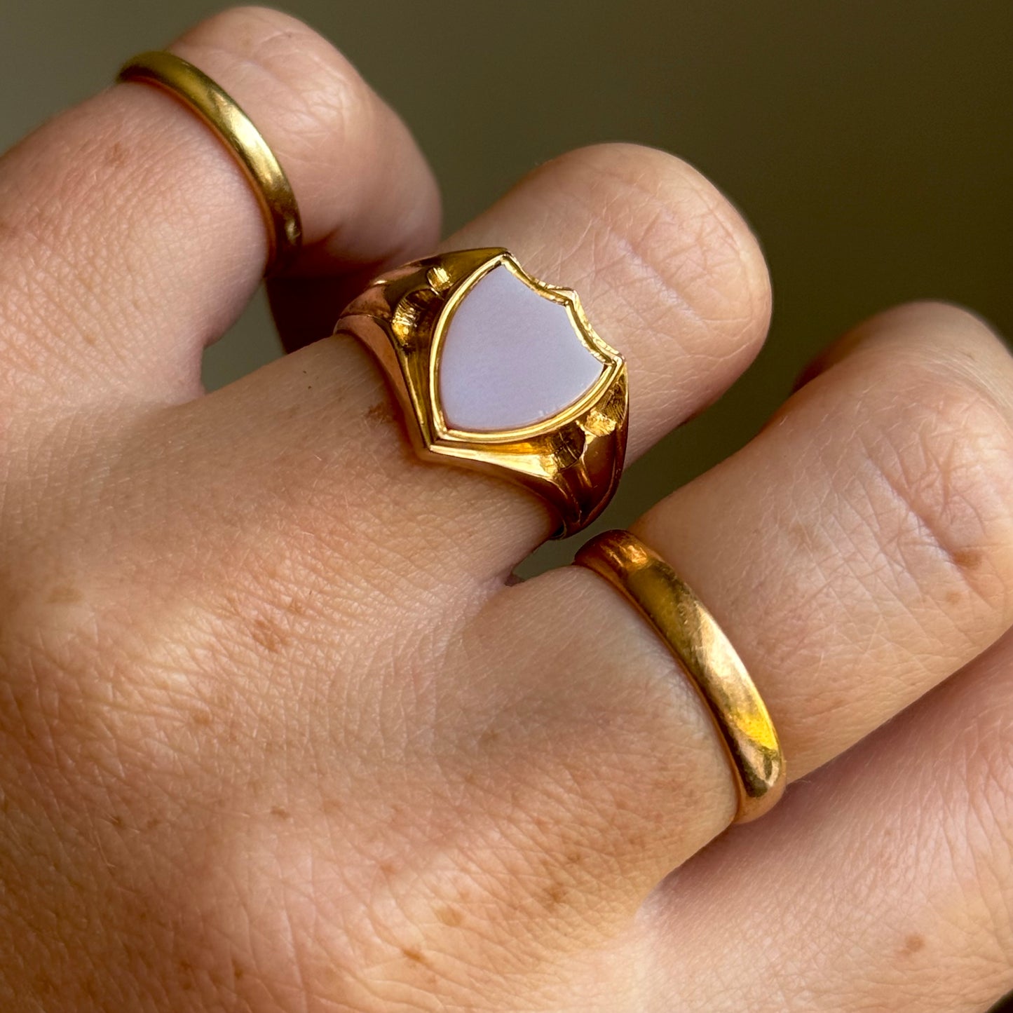 Antique Edwardian Shield Signet Ring; Circa 1909