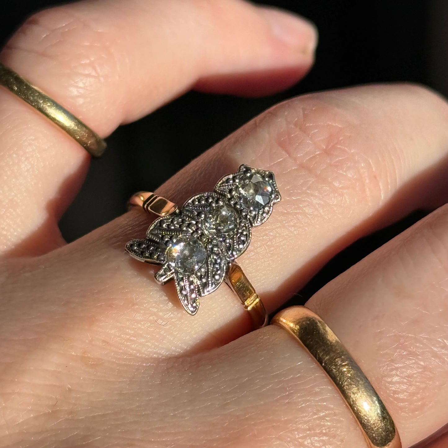 Antique Victorian Diamond Arrow Ring; Circa 1880
