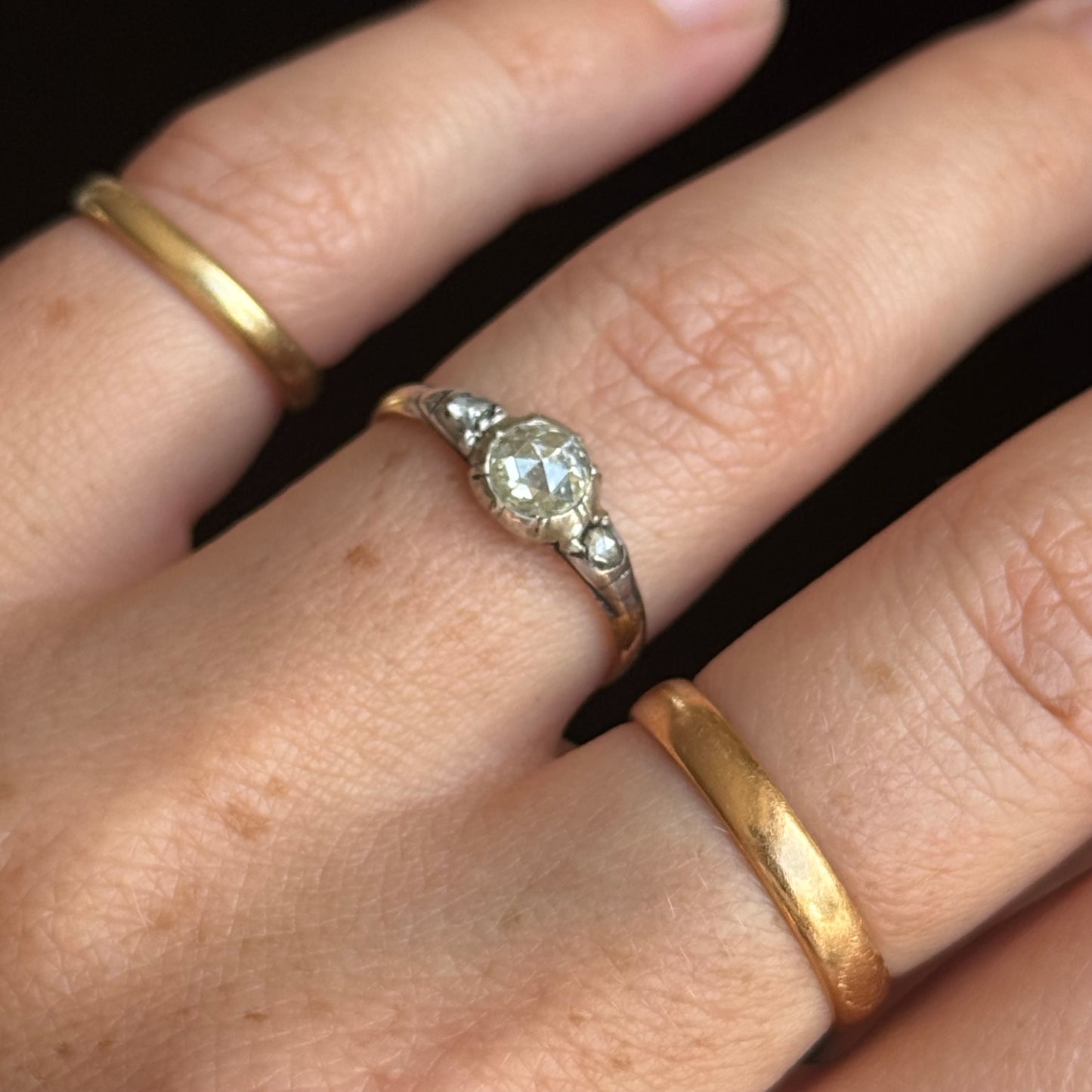 Georgian Rose Cut Diamond Ring; Circa 1800