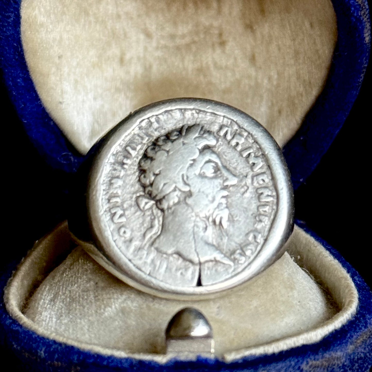 Roman Coin Ring Featuring Emperor Marcus Aurelius; 2nd Century AD