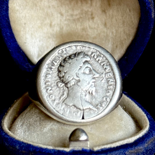 Roman Coin Ring Featuring Emperor Marcus Aurelius; 2nd Century AD