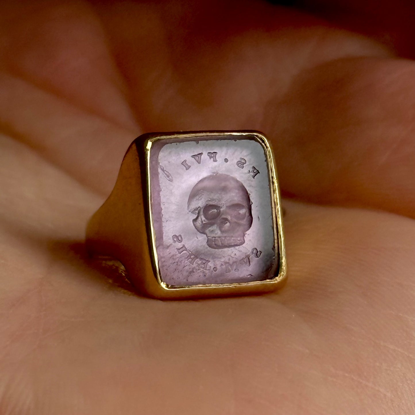 Momento Mori Skull Intaglio Ring in 18 Carat Gold