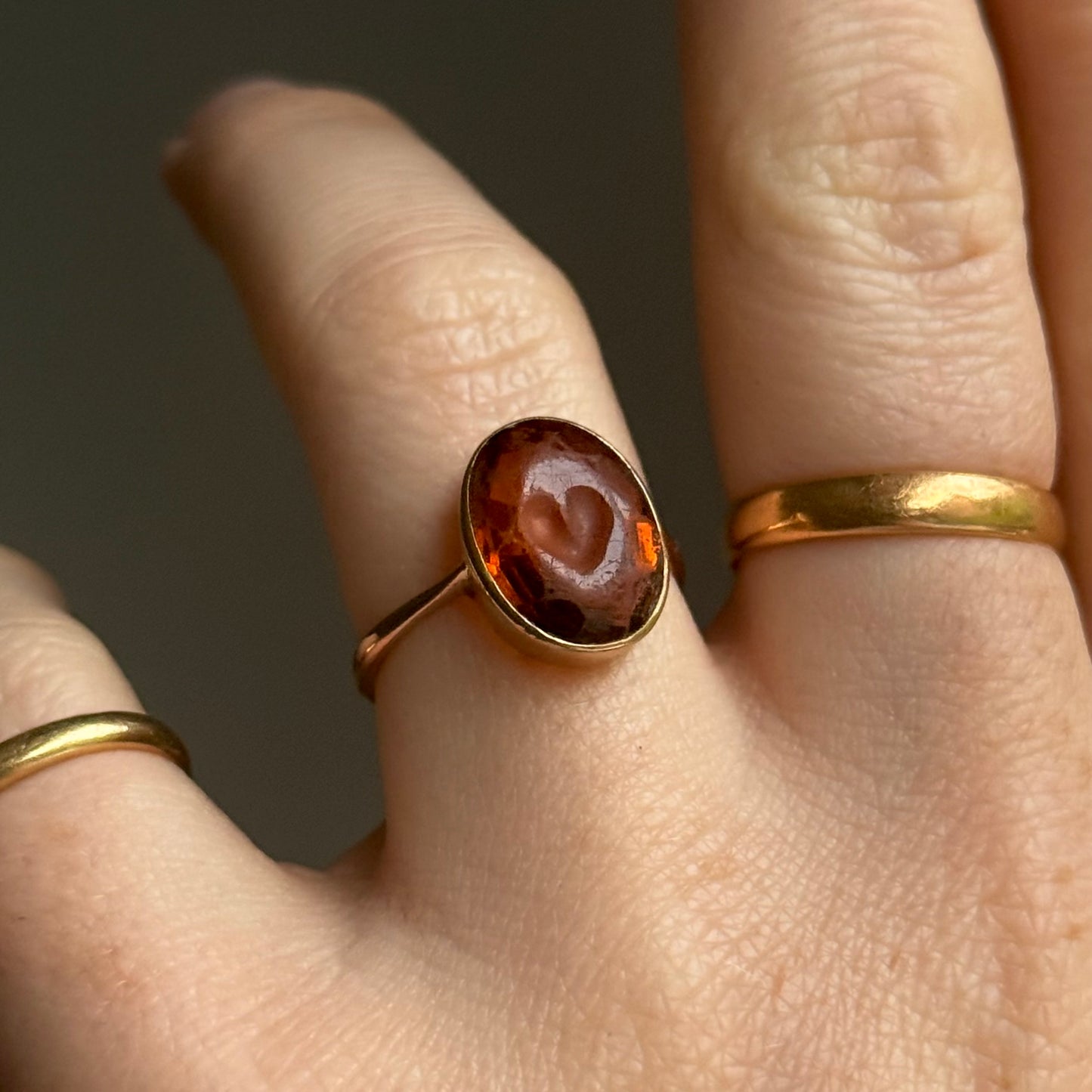 Heart Carved Citrine Ring in 9 Carat Gold