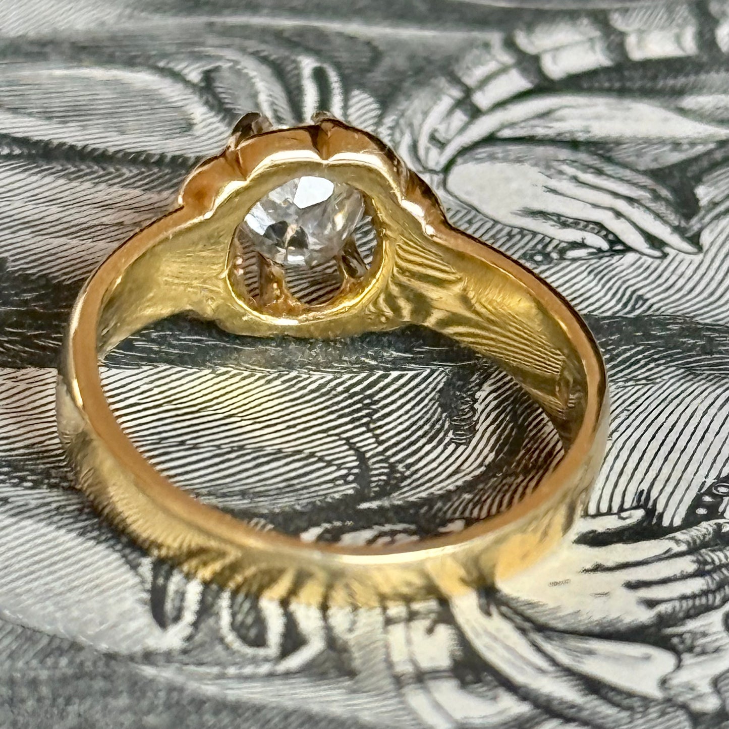 Antique Oval Old Cut Diamond Ring; Circa 1878