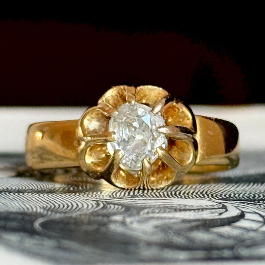 Antique Oval Old Cut Diamond Ring; Circa 1878
