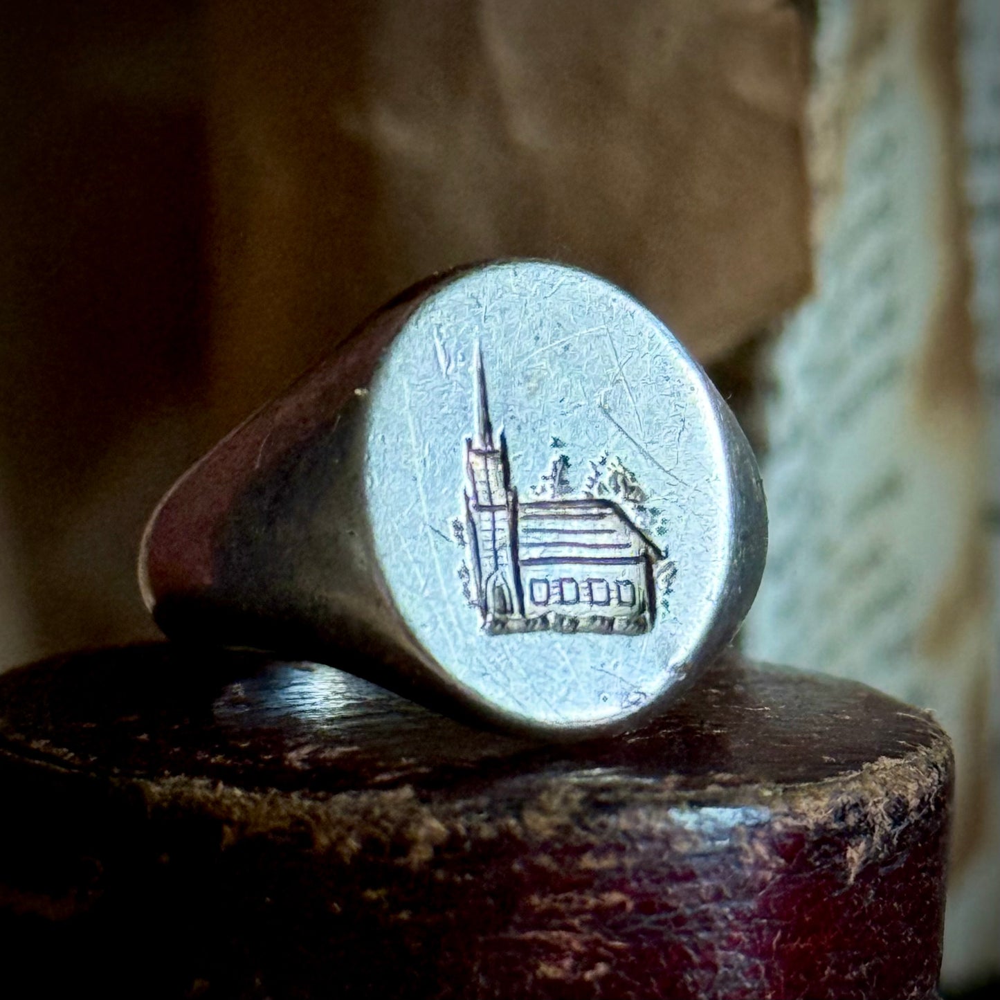 Antique Ecclesiastical Silver Signet Ring