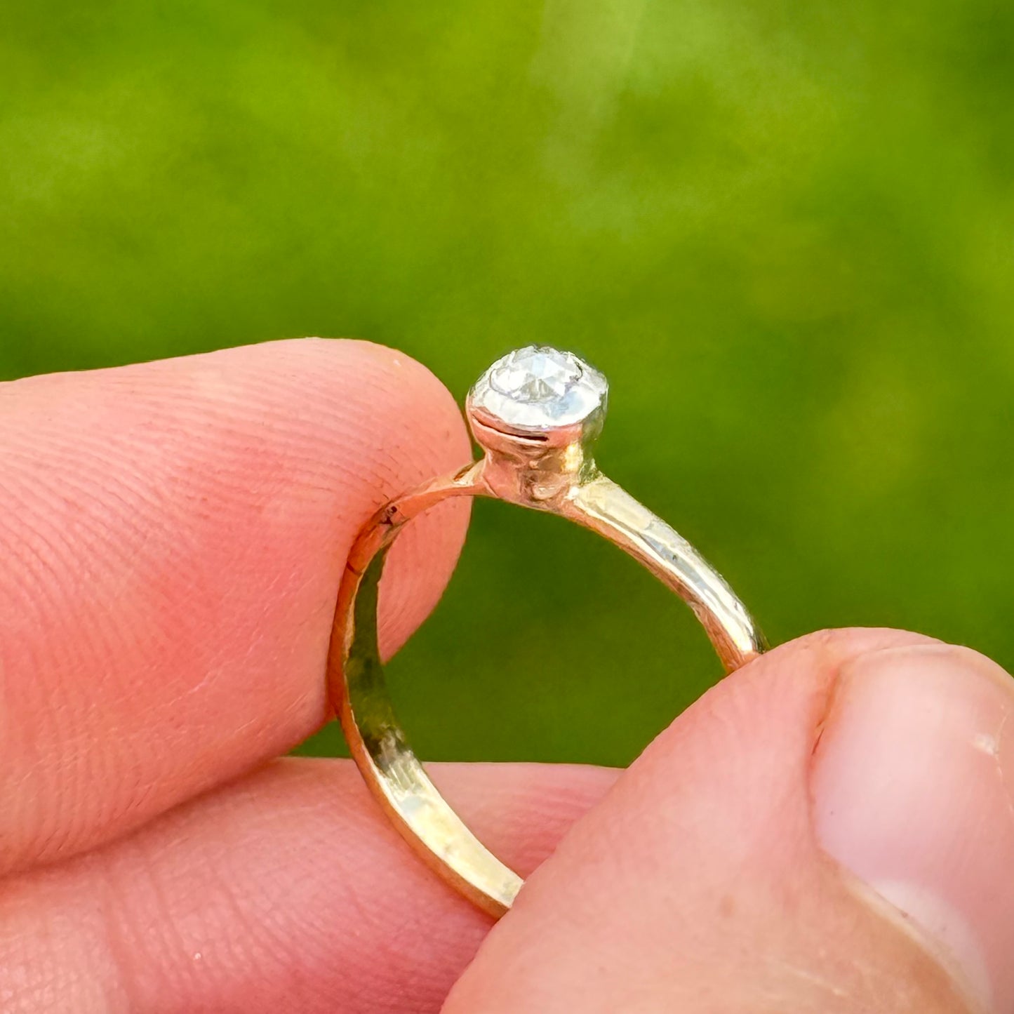Vintage Rose Cut Solitaire Ring in 9 Carat Gold