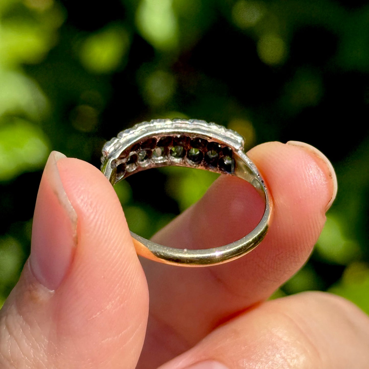 Antique Victorian Double Row Diamond Ring in 15 Carat Gold