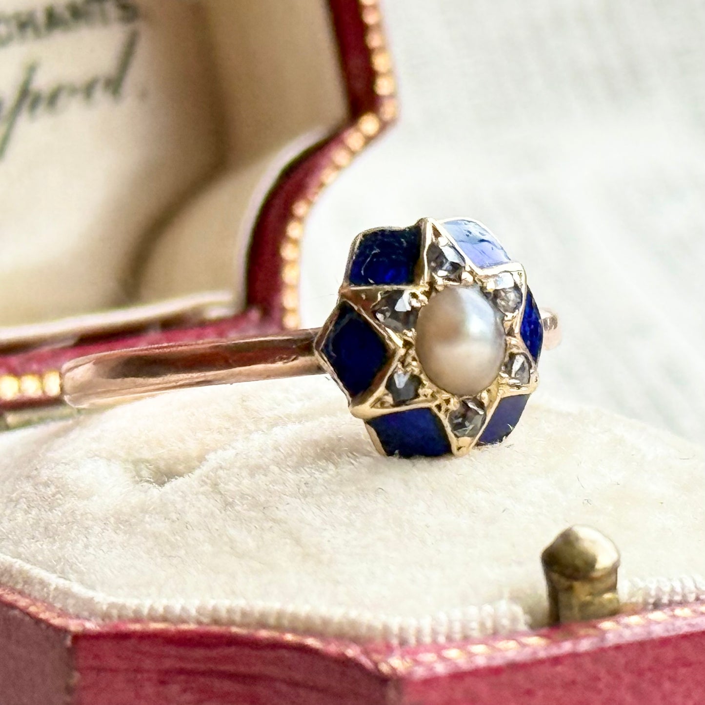 Enchanting Victorian Star Motif Diamond & Enamel Ring