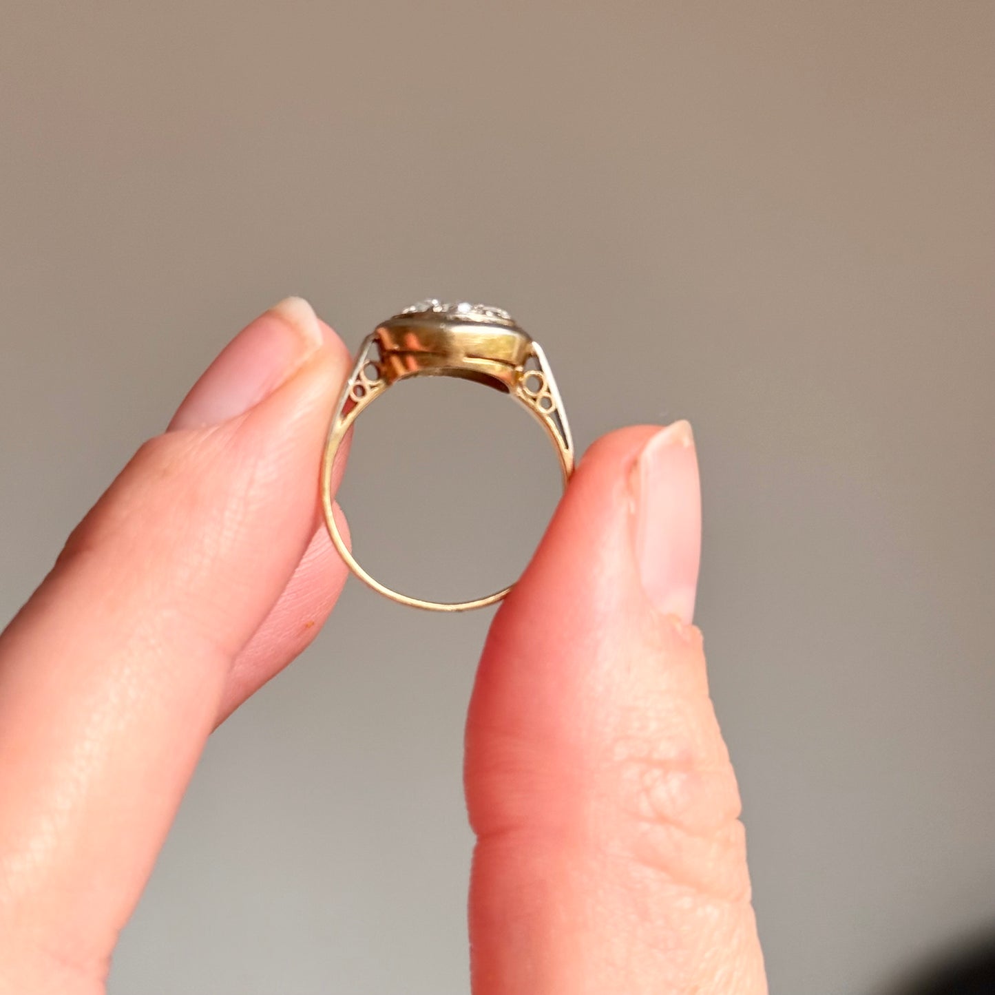 Antique Rose Cut Cluster Ring in 9 Carat Gold; Circa 1895