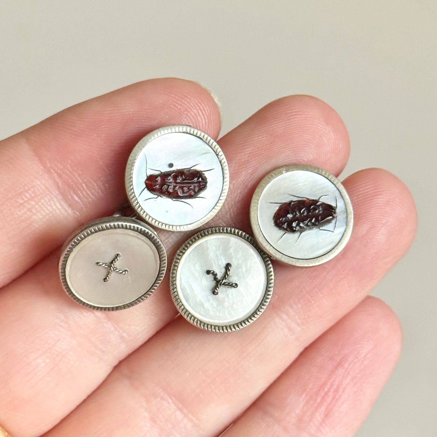 Shibayama & Mother of Pearl Cufflinks in Sterling Silver