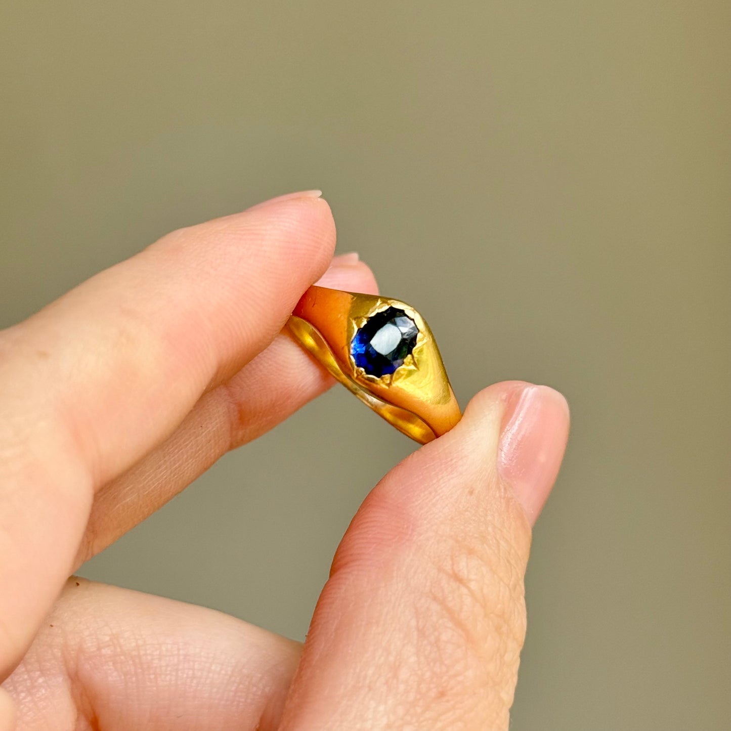 Victorian Sapphire Ring in 22 Carat Gold ; Circa 1880