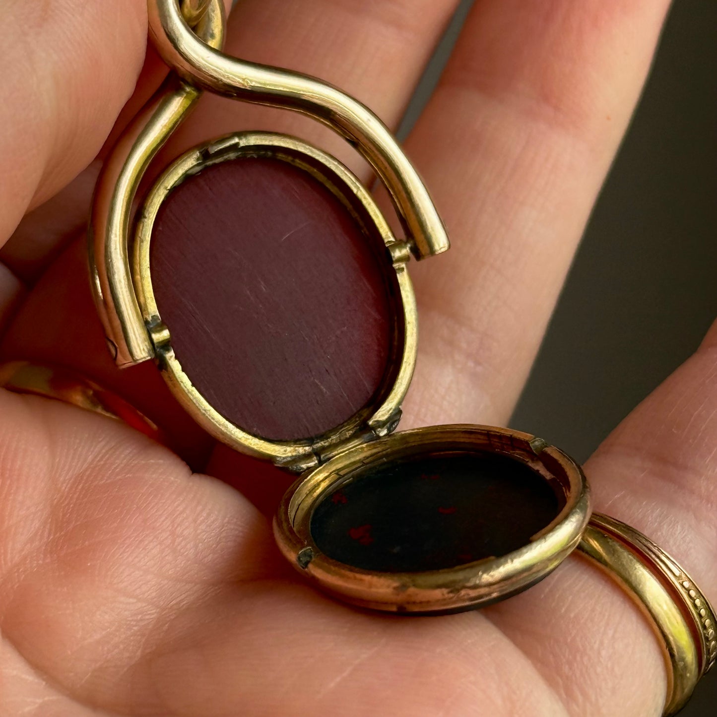 Antique Monogram 'B' Agate Locket Swivel Fob