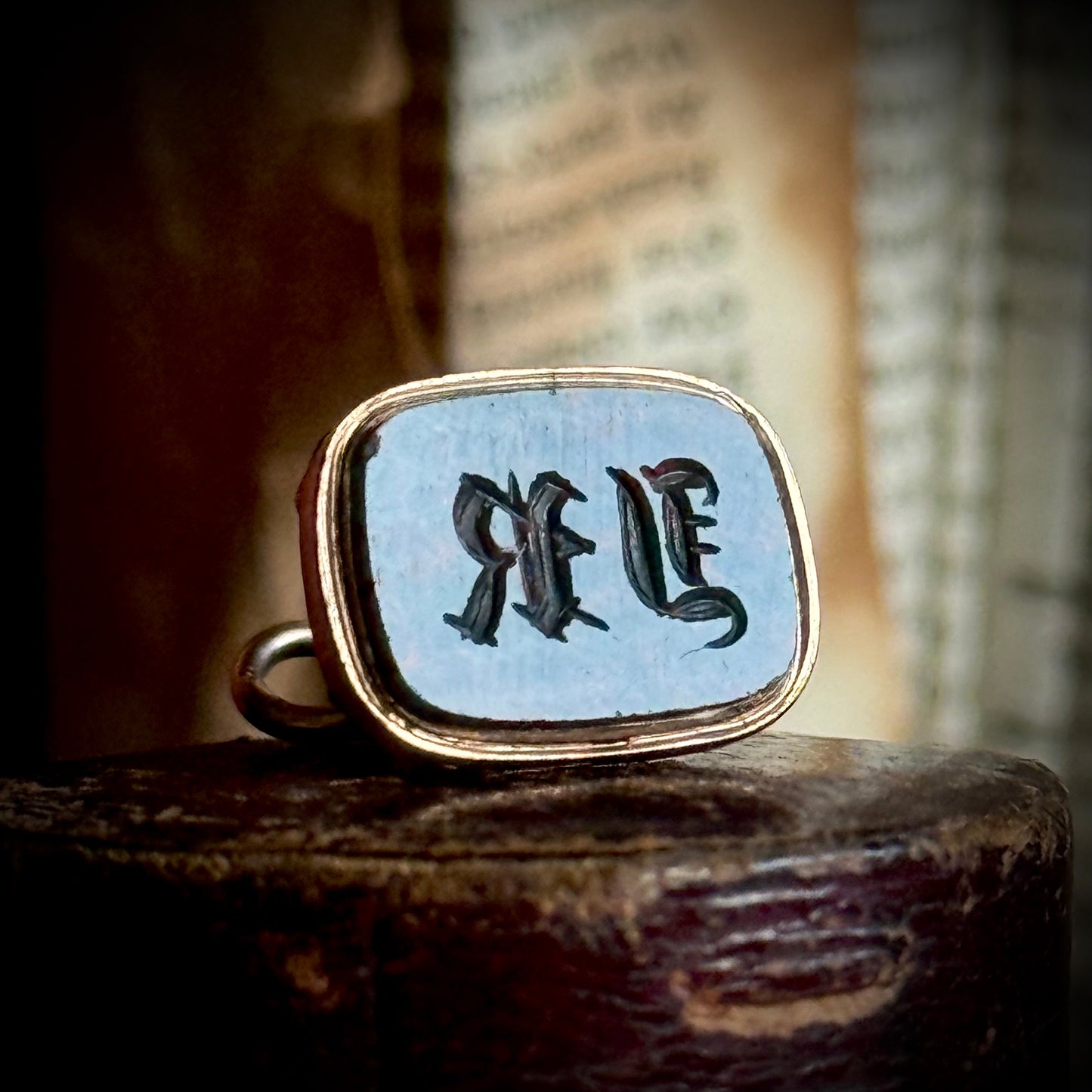 Antique Bloodstone Intaglio Fob in 9 Carat Gold; Circa 1897