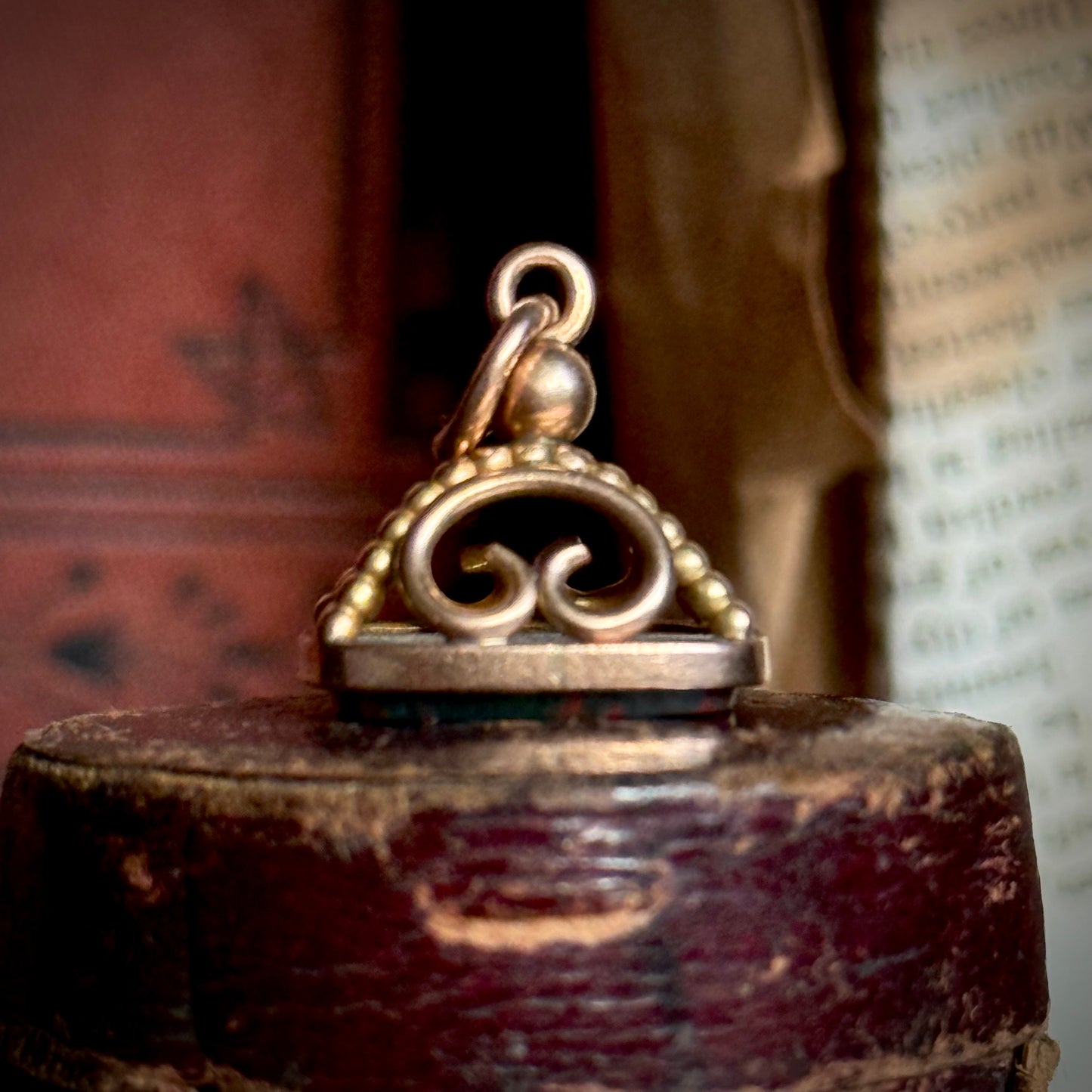 Antique Bloodstone Intaglio Fob in 9 Carat Gold; Circa 1897