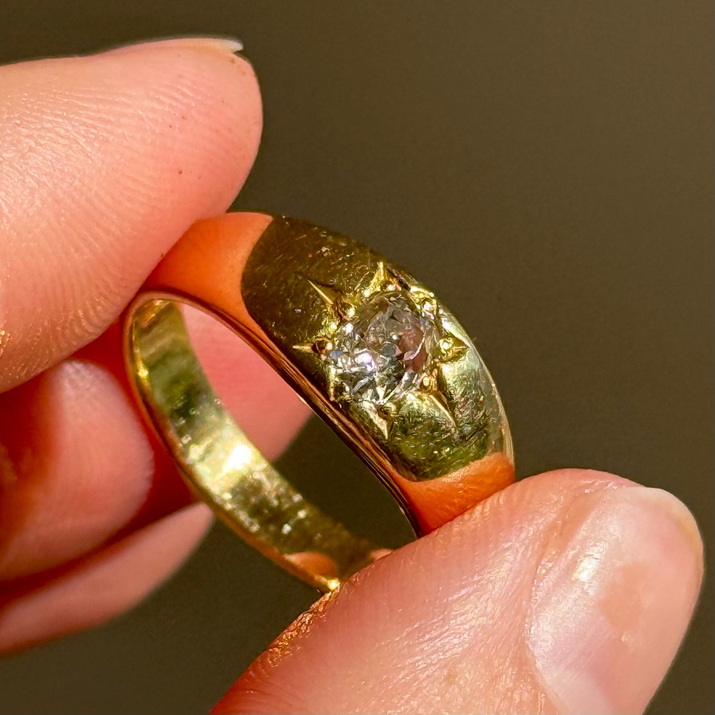 Victorian Oval Old Cut Ring in 18 Carat Gold; Circa 1880