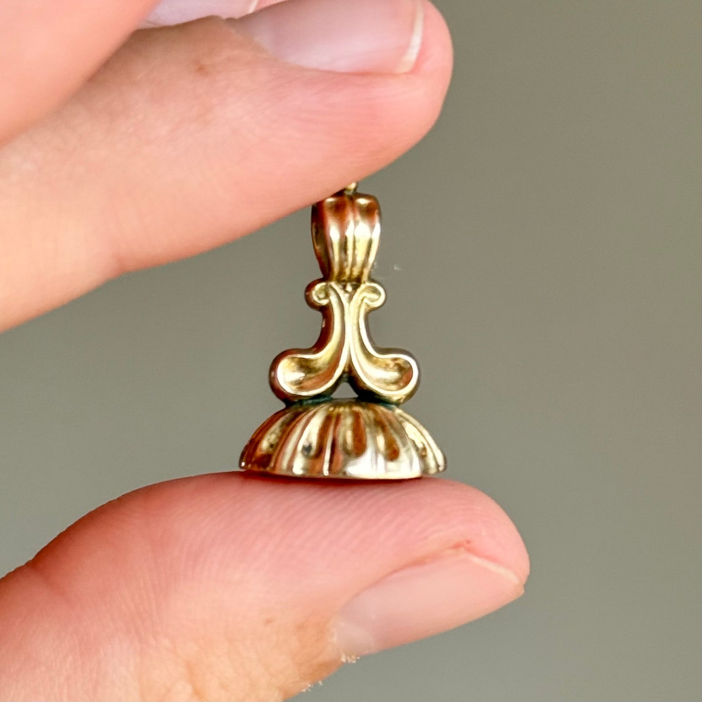Victorian Intaglio 'Adieu' Citrine Fob in 9 Carat Gold; Circa 1890