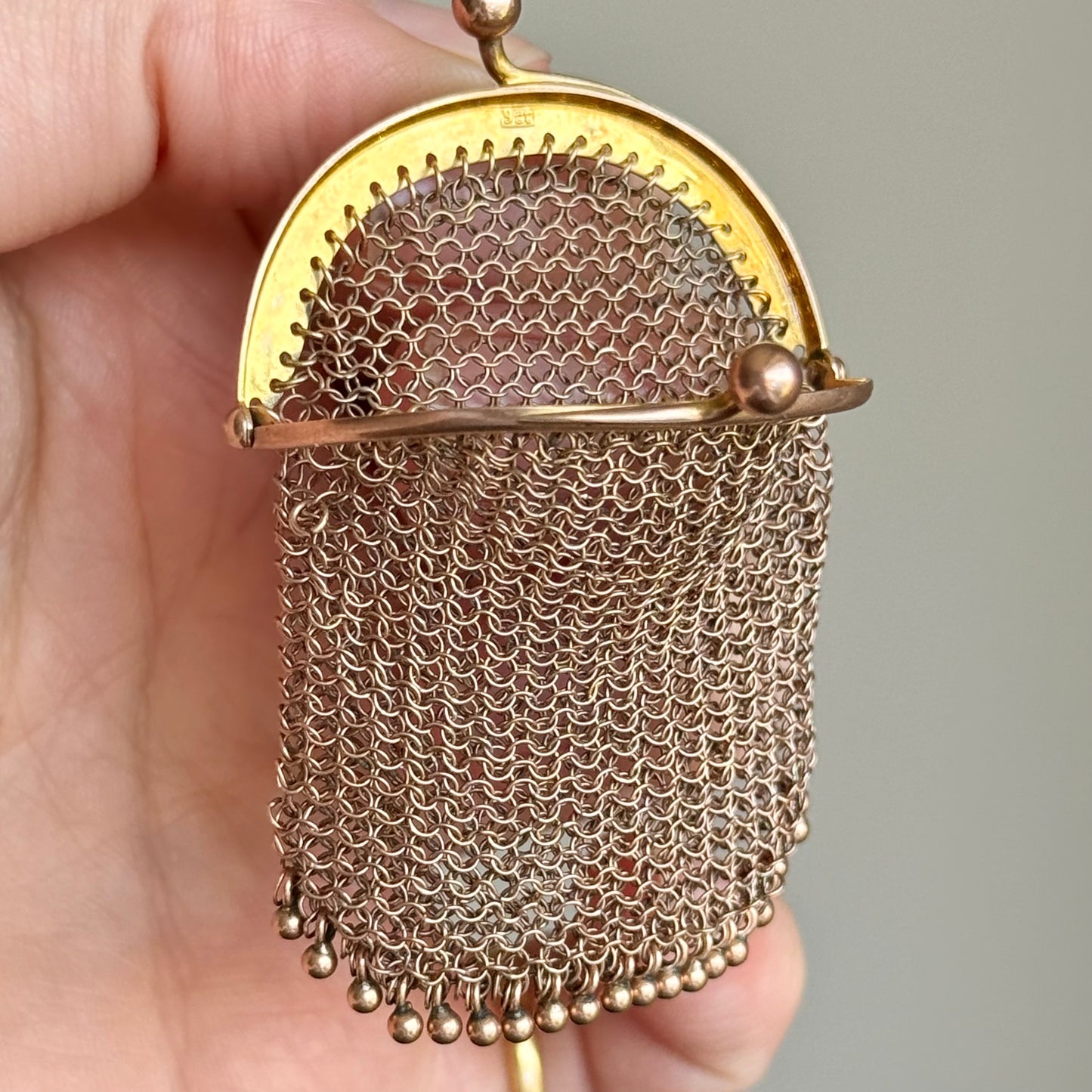 Antique Miniature Woven Mesh Purse Pendant