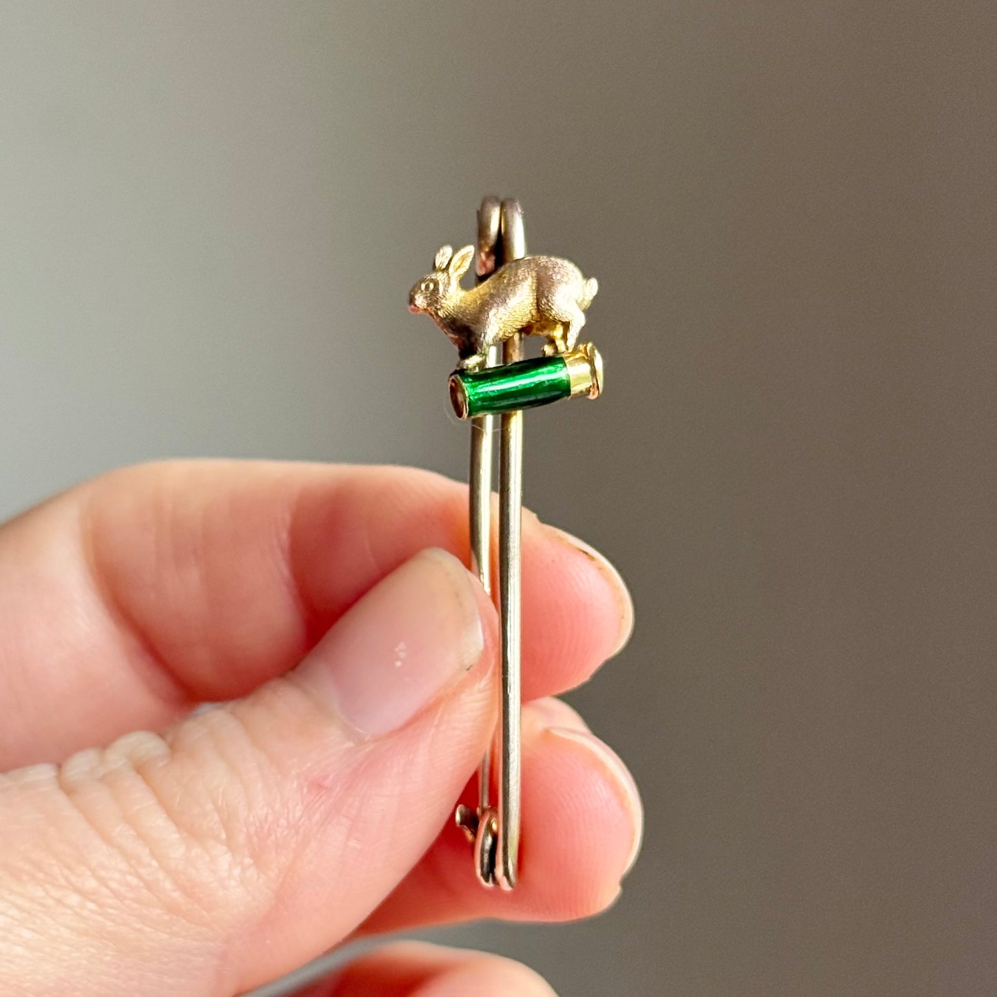 Antique Victorian Hare & Cartridge Brooch in 9 Carat Gold; Circa 1880