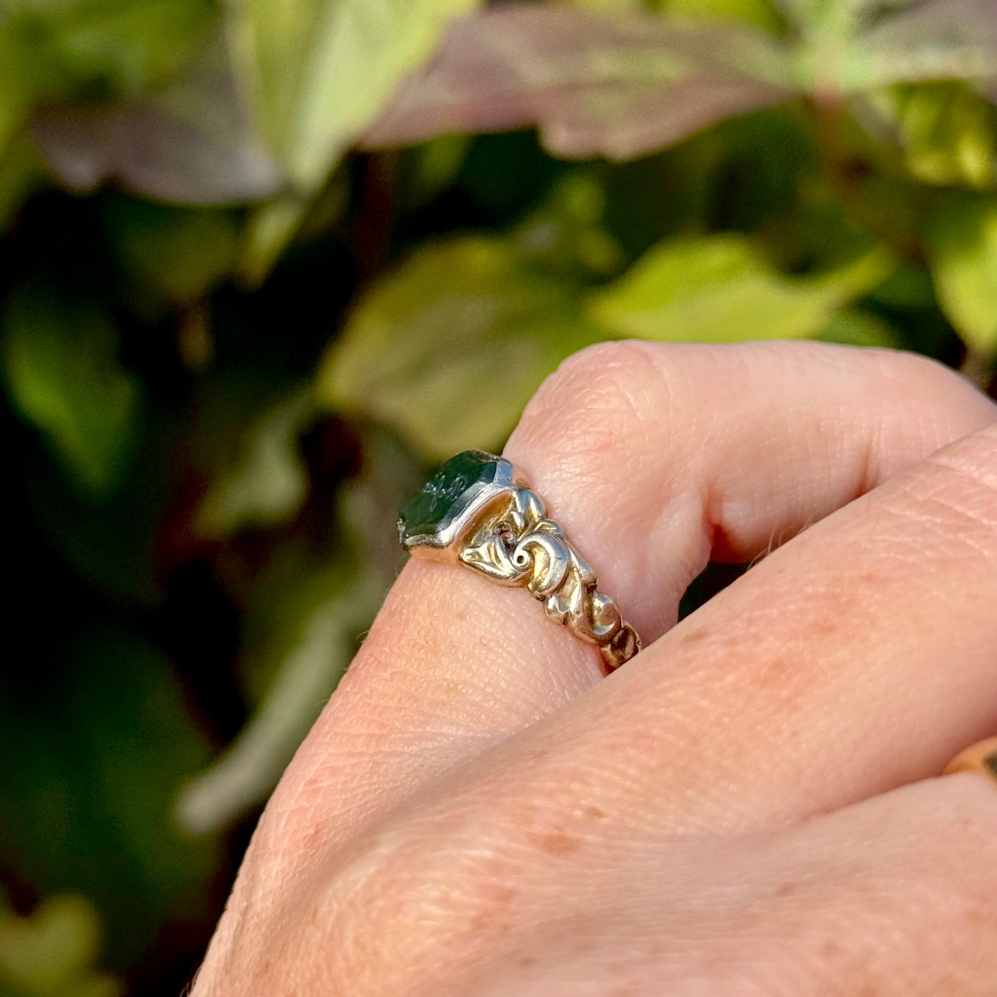 Georgian Bloodstone Signet Ring with “Betsie” Inscription in 9 Carat Gold