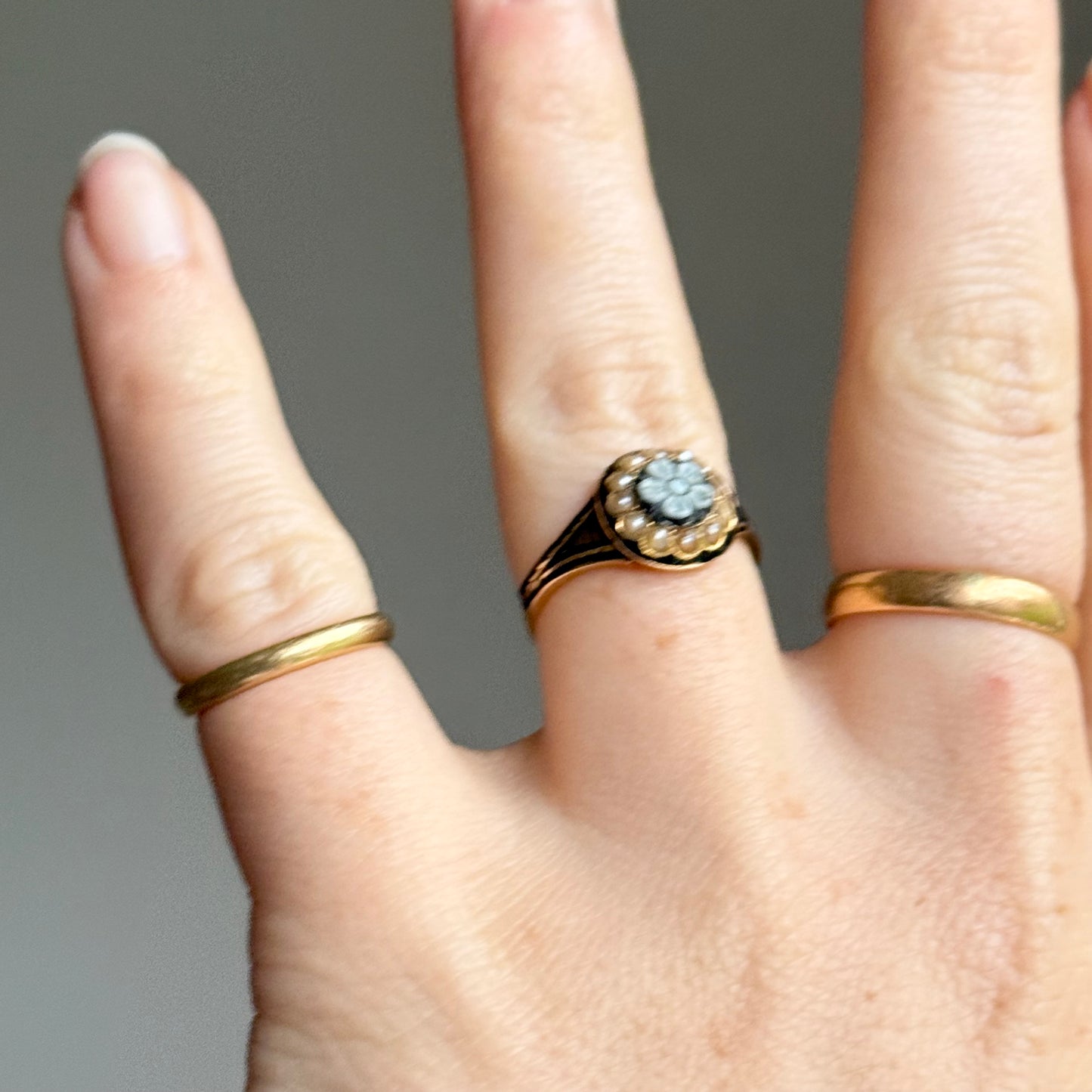 Victorian Mourning Ring in 15 Carat Gold; Circa 1848