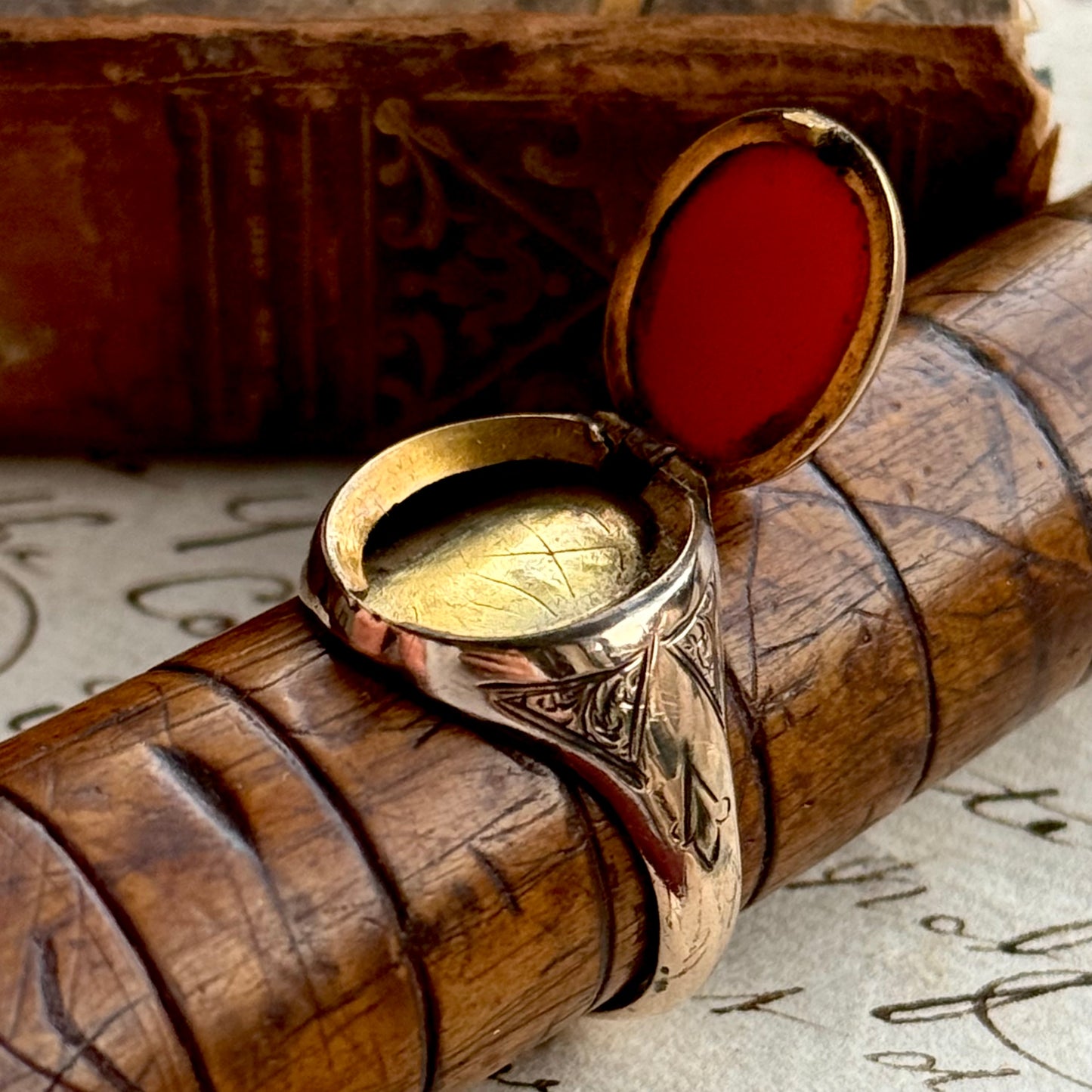 Antique Poison Sardonyx Signet Ring  in 10 Carat Gold; Circa 1870