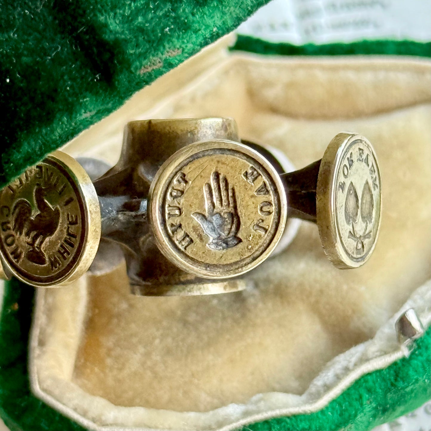 Antique Intaglio Wax Seal Wheel; Seven Sentimental Motifs