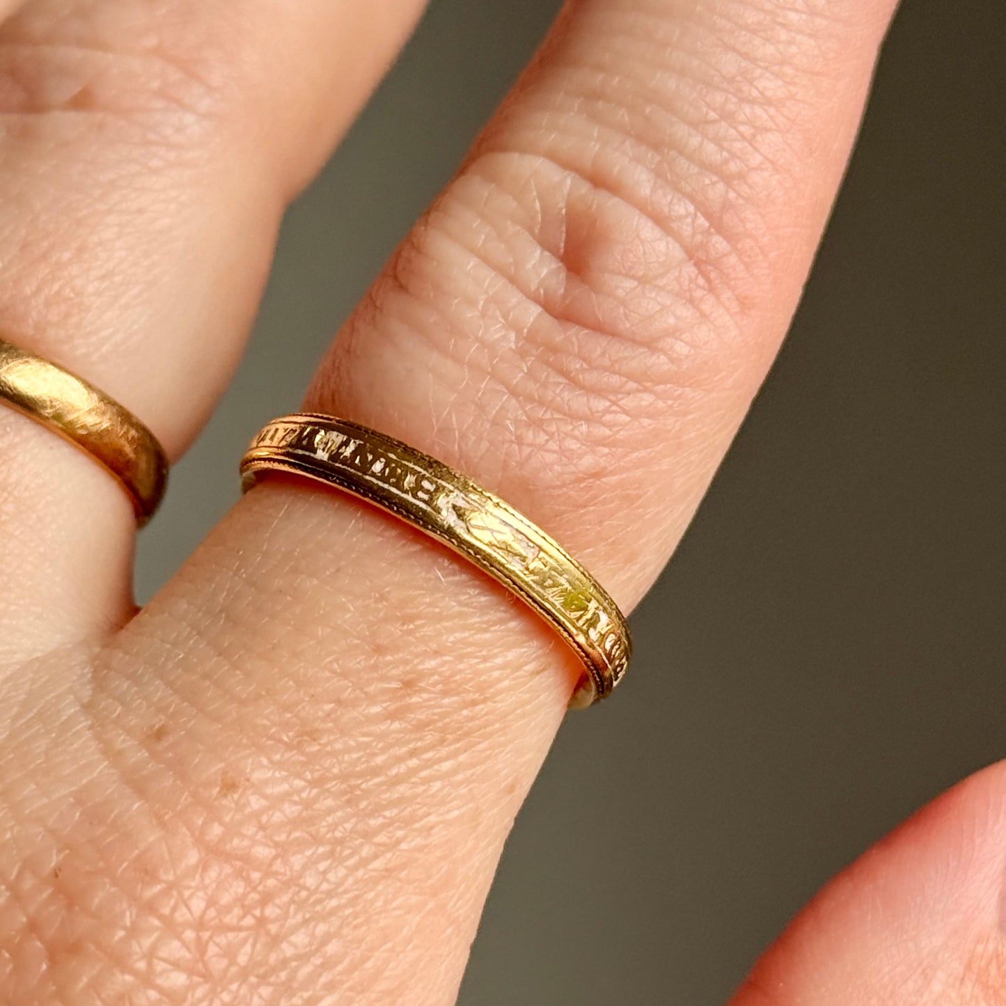Antique Georgian White Enamel Mourning Ring; Circa 1771