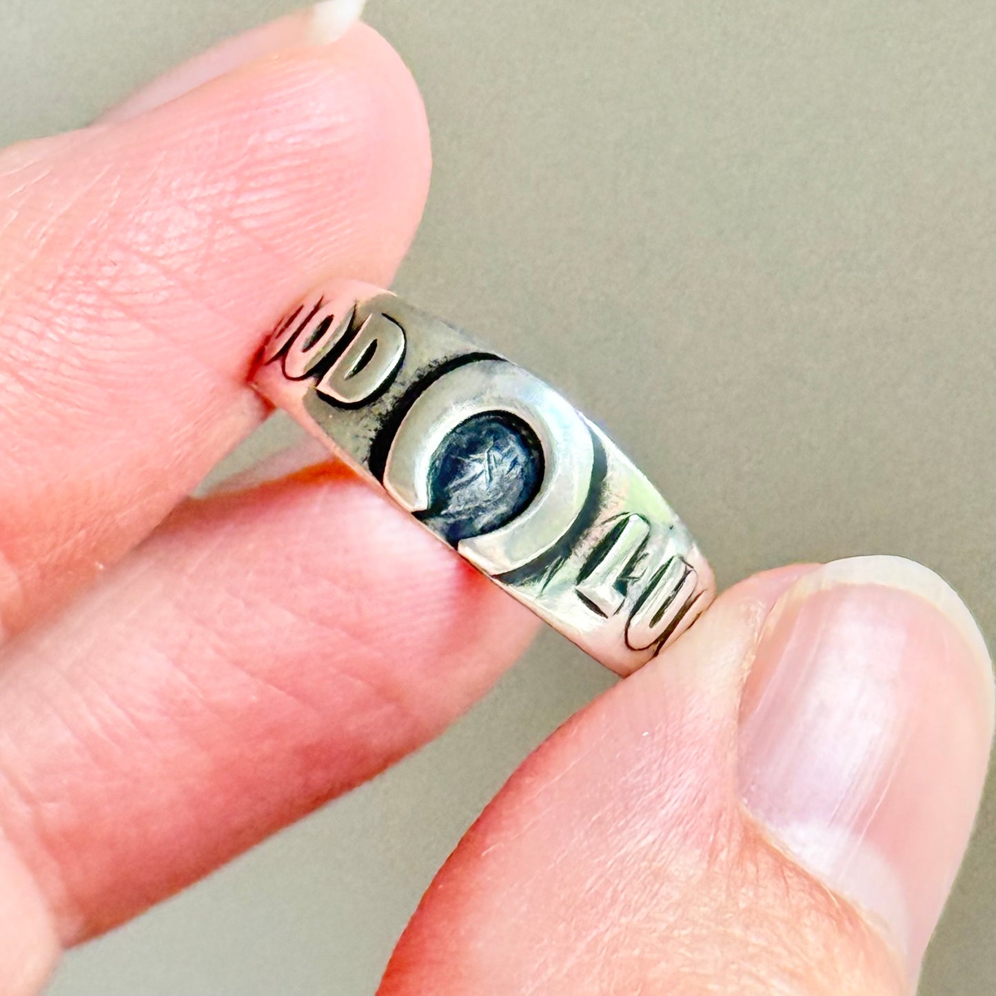 Antique Victorian Good Luck Silver Ring; Circa 1880
