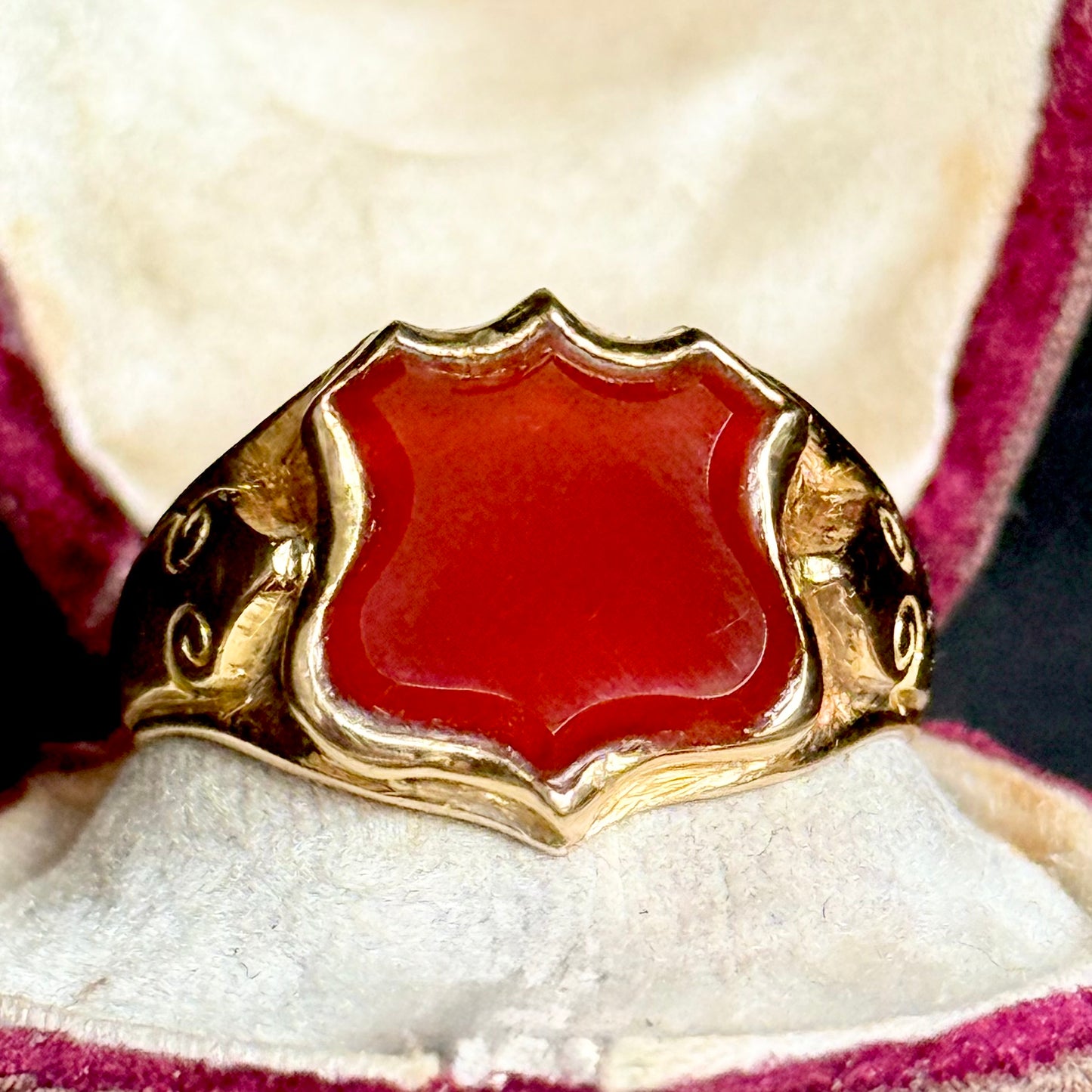 Antique Carnelian Signet Ring in 18 Carat Gold; Circa 1880