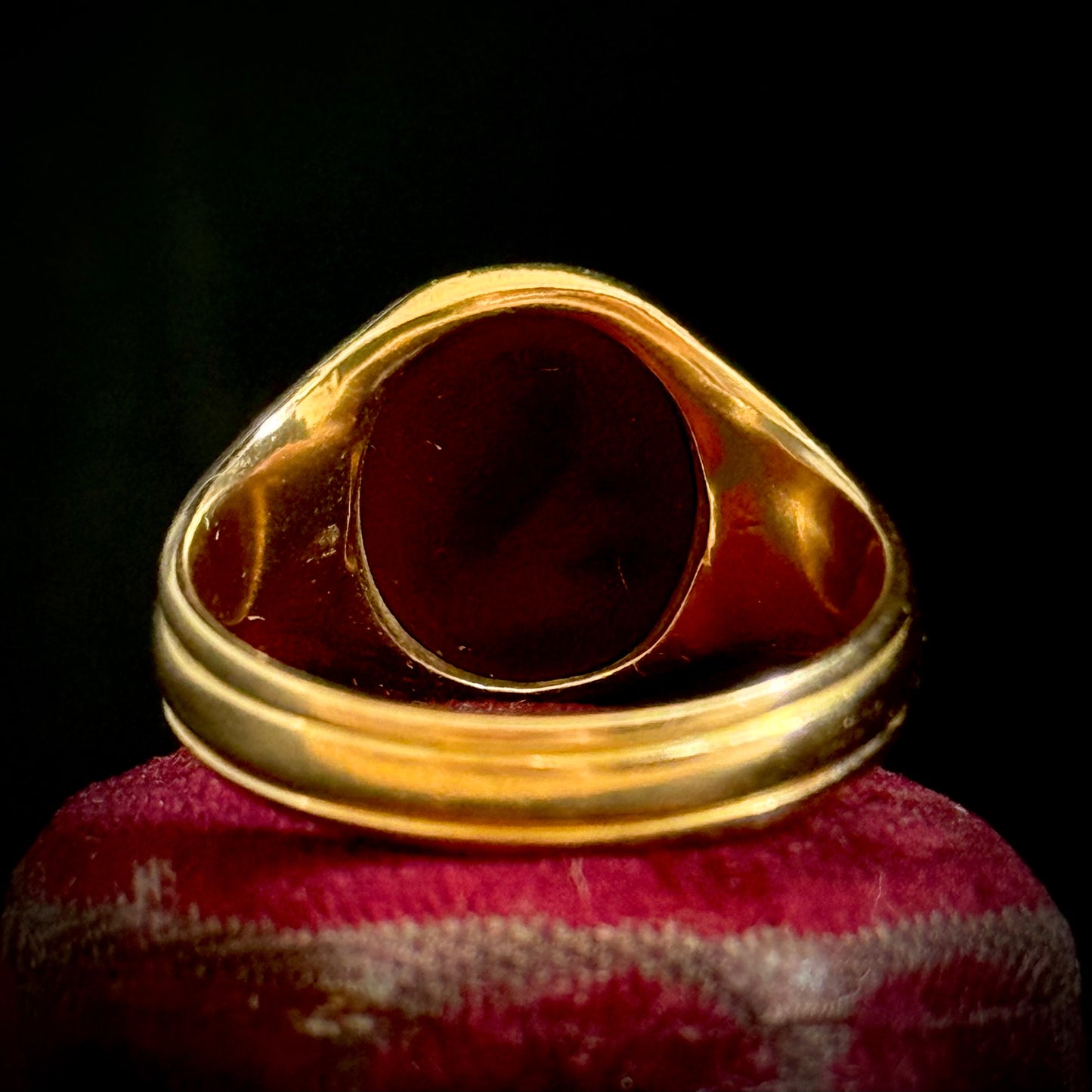 Antique Victorian Sardonyx Monogram 'G'Signet Ring in 15 Carat Gold; Circa 1883