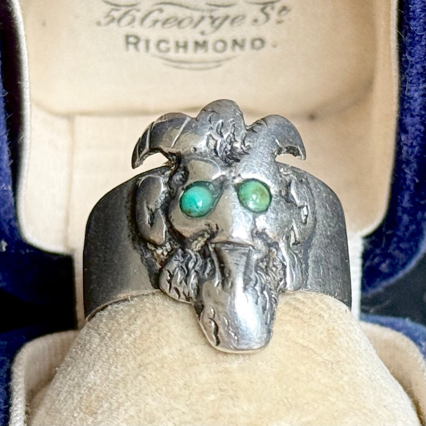 Antique Victorian Devil's Head Ring in Silver
