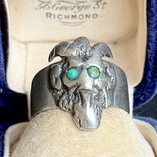 Antique Victorian Devil's Head Ring in Silver