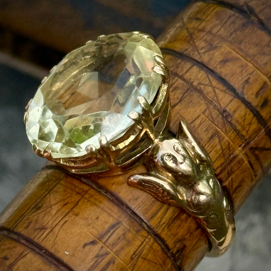 Vintage Citrine Angel Ring in 9 Carat Gold