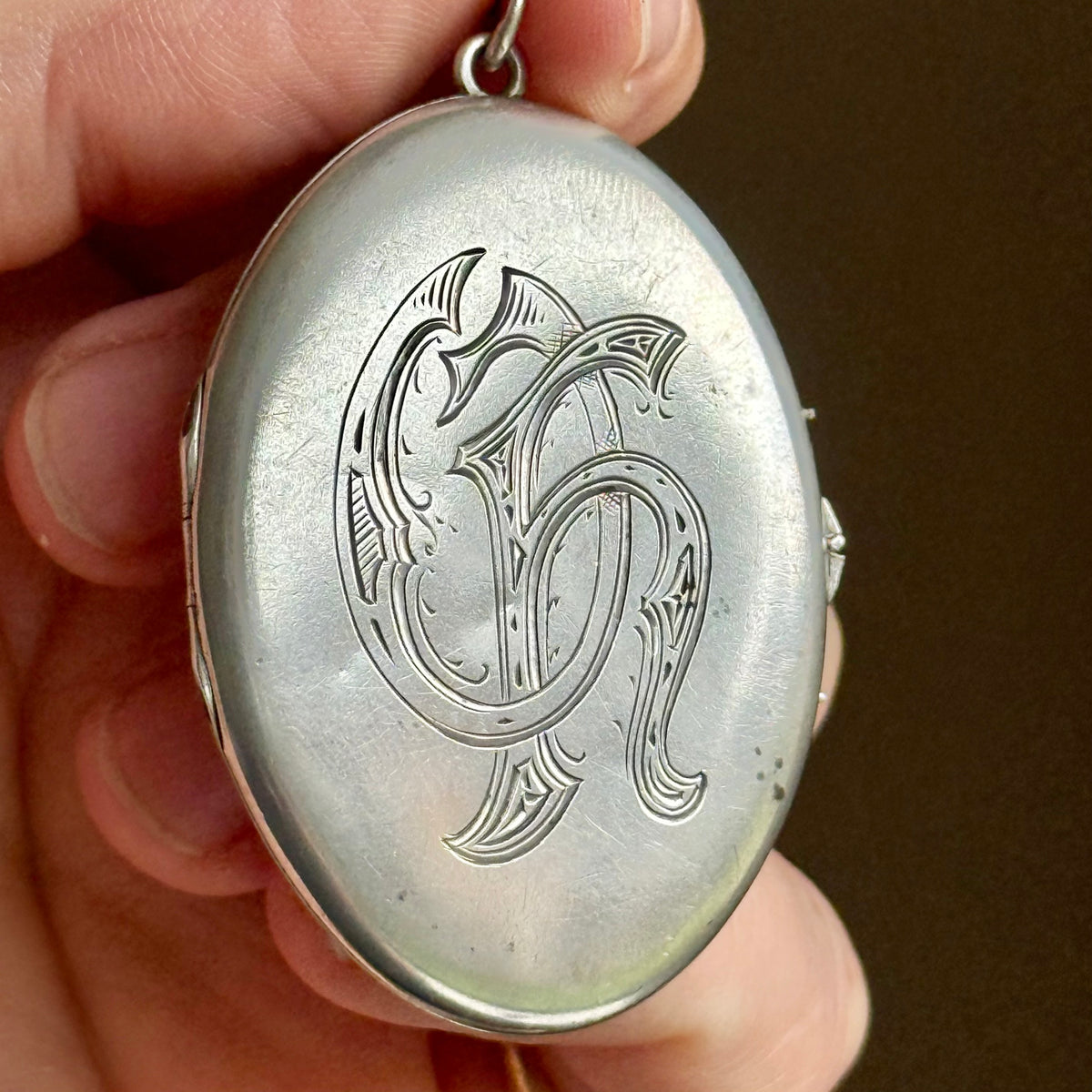 Antique Victorian 'Oh' Locket in Silver; Circa 1880