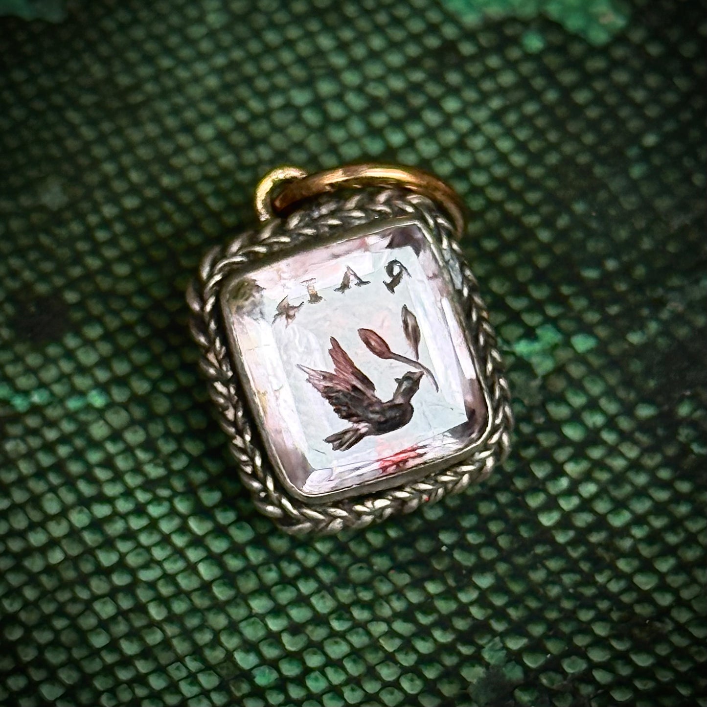 Antique Victorian Amethyst 'Paix' Intaglio Pendant